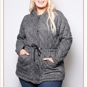 Plus Size Anorak Quilted Jacket Womens Gray NEW